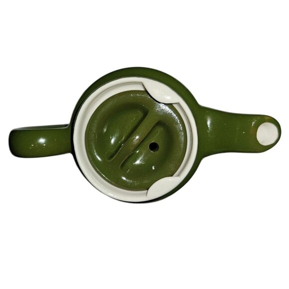 VINTAGE HALL POTTERY RESTAURANT WARE FOREST GREEN CERAMIC GLAZE TEAPOT 4" W/ LID - Picture 13 of 13
